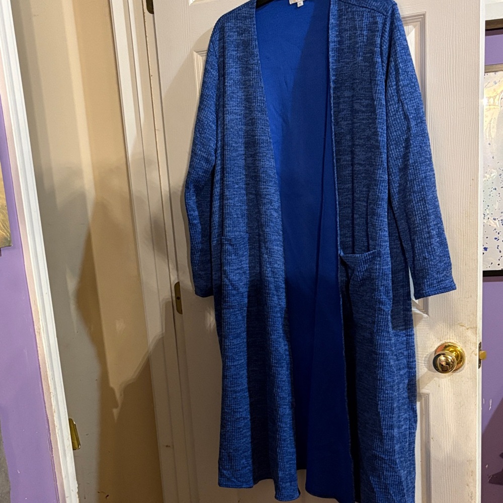LuLaRoe Blue Open Front Cardigan sz XL - duster length
